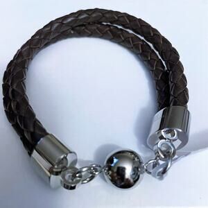 Steel by Design Women's Leather Bracelet - Dark Brown Double New NWT Pouch QVC
